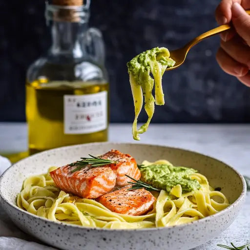 Cremige Pasta mit Spargelsauce und saftigem Lachs – Ein Genussmoment für Spargelliebhaber! - Exclusive Food GmbH