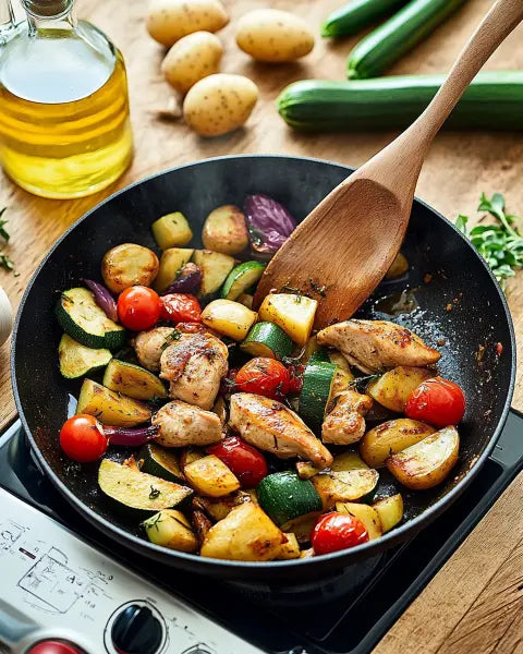 Hähnchen-Kartoffel-Pfanne mit frischem Gemüse - Exclusive Food GmbH