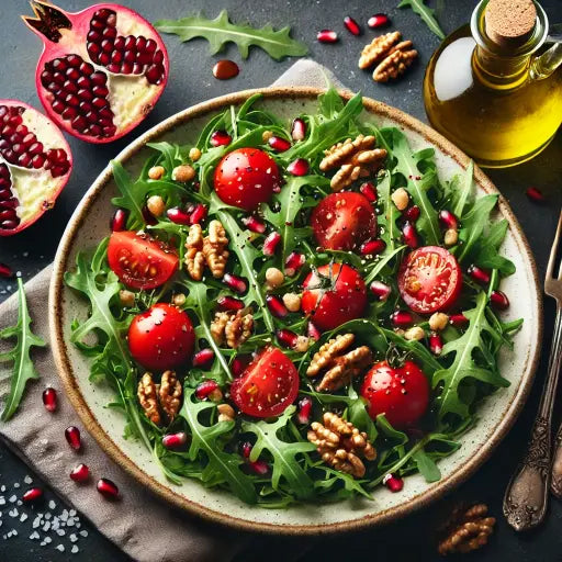 Rucola-Salat mit Granatapfel-Dressing und Nüssen - Exclusive Food GmbH