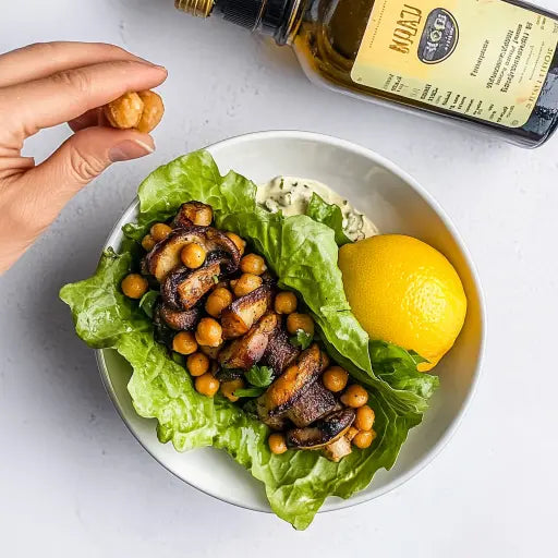 Salat-Tacos mit Austernpilzen und knusprigen Kichererbsen - Exclusive Food GmbH