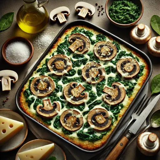 Überbackenes Champignon-Carpaccio mit Rahmspinat - Exclusive Food GmbH
