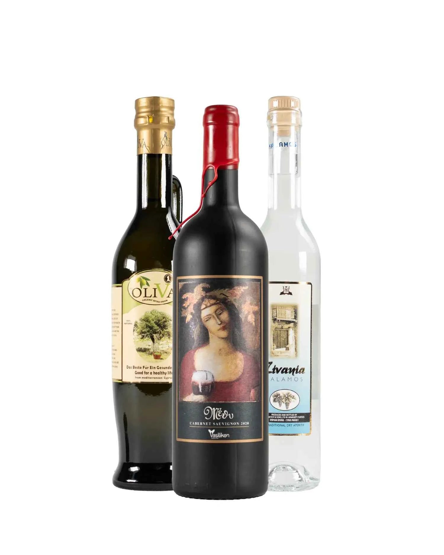 Rotwein, Zivania weiß, Olivenöl Bundle