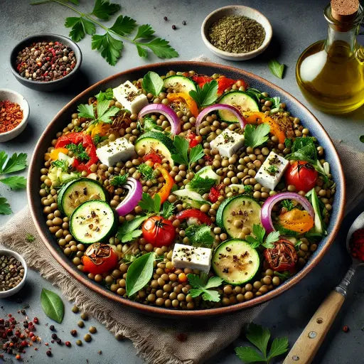 Grüner Linsensalat mit gebratenem Gemüse - Exclusive Food GmbH