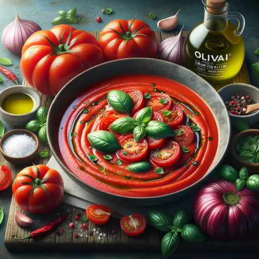 Tomatensuppe verfeinert mit Olivenöl