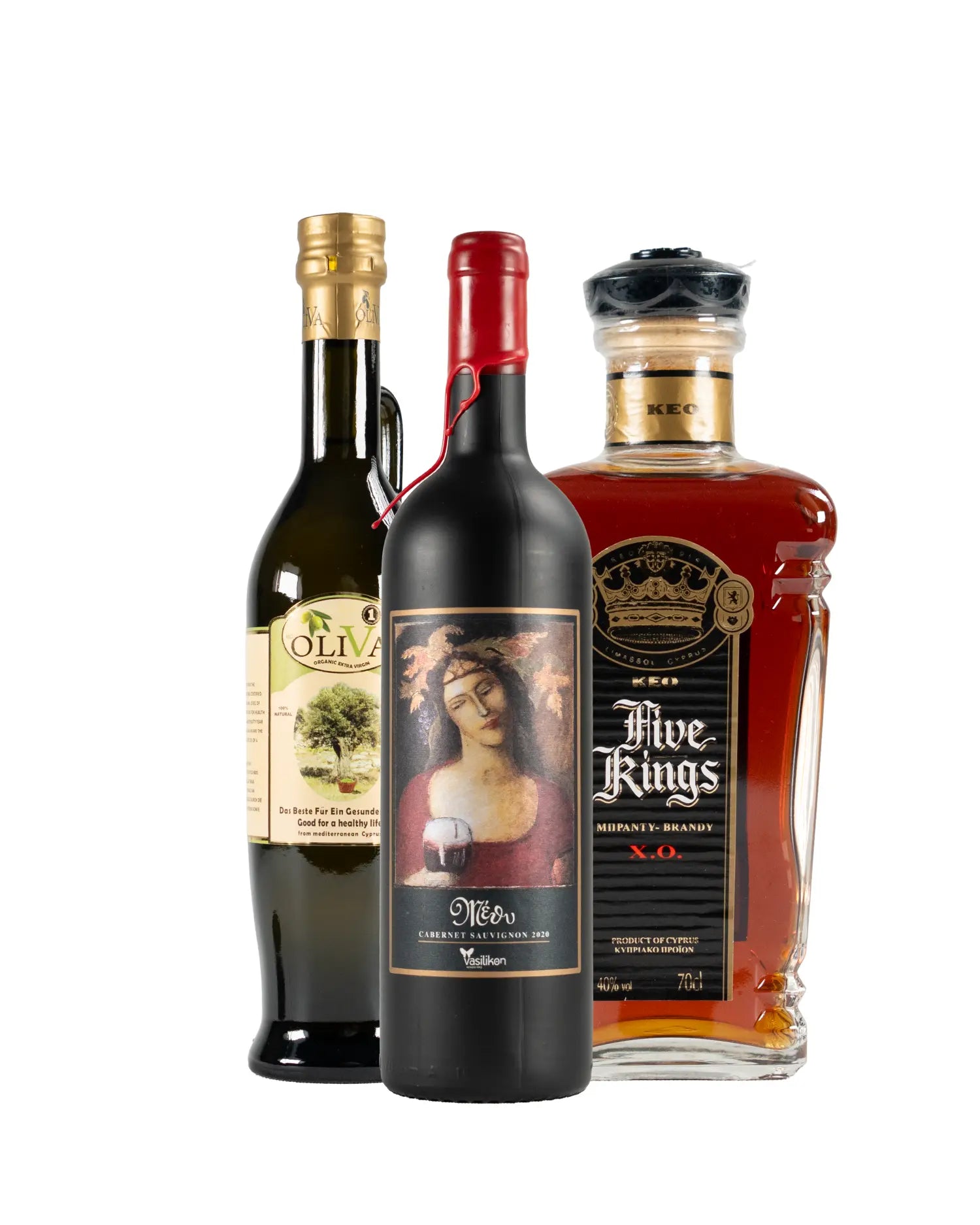 Rotwein, Brandy und Olivenöl Bundle